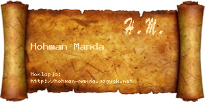Hohman Manda névjegykártya